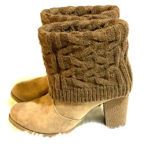 MukLuk Brown Rib Knit Chris Booties